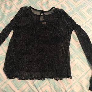 Night Out Black Sparkly Long Sleeve Top